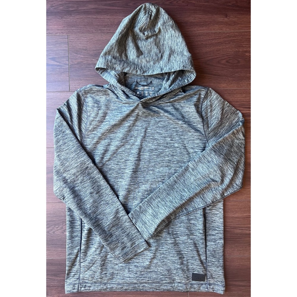 Abercrombie & Fitch Air Knit Hoodie Mens Medium Grey Space Dye Activewear Top